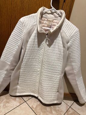 CALIA by Carrie Underwood Cream Quilted Zip-Front Jacket